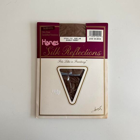 Deadstock 80s Hanes Silk Reflections brown silky sheer reinforced toe pantyhose - Picture 1 of 5